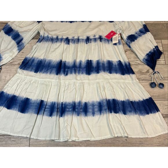 Simply Southern blue and white tie-dye knee length midi dress size L - Picture 3 of 11